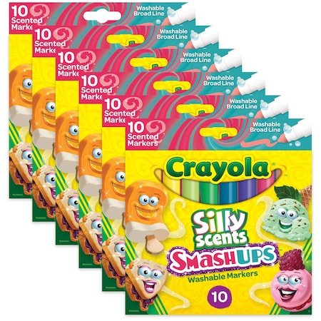 Crayola Silly Scents Smash Ups Broad Line Washable Scented Markers, 10 Colors, 60PK 588274